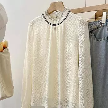 Полуводолазка кружевная рубашка на основе для женщин с осенне-зимней новой стильной женской одеждой уникальный и модный абрикосовый топ для женщин S