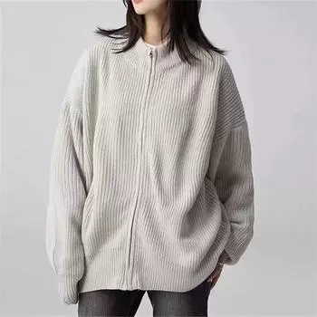 Полуводолазка осень и зима новый ленивый молния вязаный кардиган свободный универсальный свитер женское пальто прилив one size fits all