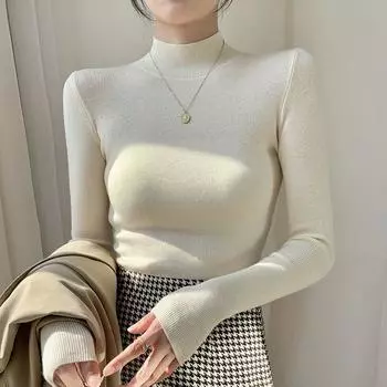 Полуводолазка, пуловер, свитер, женский вязаный свитер с длинными рукавами, узкая эластичная рубашка, верхняя одежда, пуловеры в полоску L синий