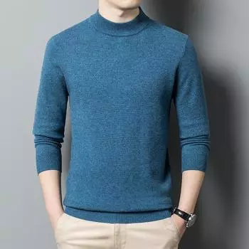 Полуводолазка с круглым вырезом, свитер для мужчин среднего возраста, сохраняющий тепло, однотонная мужская одежда для осени и зимы M