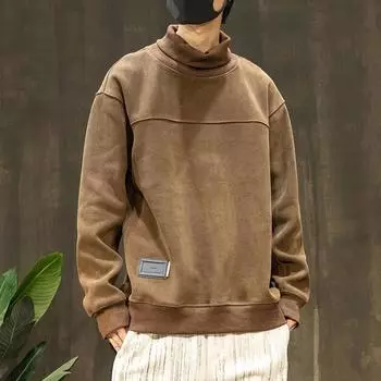 Полуводолазка, шенилловый свитер, мужская свободная вельветовая рубашка с длинными рукавами и длинными рукавами, мужская одежда M верблюд