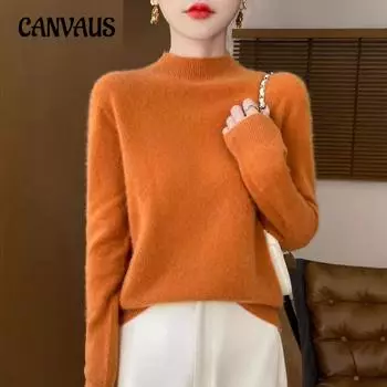 Полуводолазка шерстяной свитер пуловер однотонный низ свитера вязаный свитер для женщин S розовый