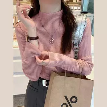 Полуводолазка, трикотажная нижняя рубашка, женская одежда, осенне-зимнее пальто внутри и снаружи 2024 года, новое ощущение сверху 40/45kg/S