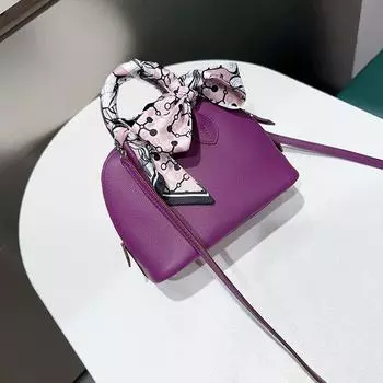 Полувощеная проволока стальная фурнитура головной слой коровья кожа мини-мешок для боулинга сумка актиния фиолетовый 19x14x8cm фиолетовый