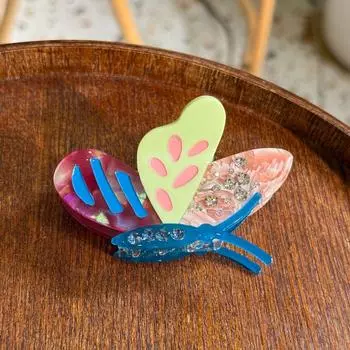 Полузаколотые волосы, новая ацетатная заколка-бабочка с цветными блоками, нишевая заколка для волос класса люкс, заколка-акула для кудрявых волос девочки