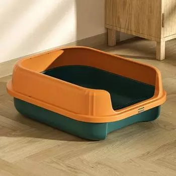 Полузакрытая песочница для кошек с высокими бортами, большой кошачий туалет, съемный кошачий туалет для кроликов, кошек и котят, мелких животных L 48x37x16.5cm белый