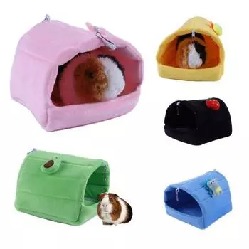 Полузакрытое гнездо для хомяка с подвесным крючком, мягкая удобная зимняя кровать яркого цвета в мультяшном стиле для маленьких домашних животных L чёрный