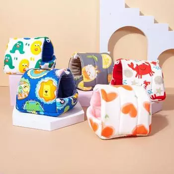 Полузакрытый дизайн теплого хлопкового гнезда обеспечивает удобное пространство для отдыха Гнездо хомяка с мультяшным узором S королевский синий