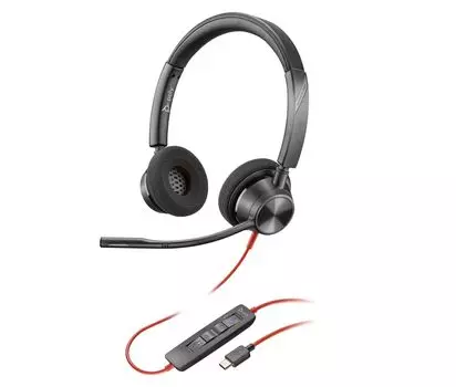 Poly Wired Headset Blackwire 3320 Connection Сертифицированная Microsoft система шумоподавления с микрофоном Легкий Год производителя Windows Mac Chrome Web чёрный