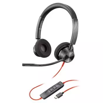 POLY Wired Headset BLACKWIRE 3320 Lightweight with Microsoft Canceling Microphone Both ears 8G0Y9aa () -Poly)