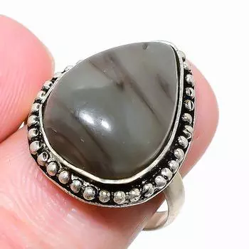 Polychrome Jasper Gemstone 925 Sterling Silver Jewelry Ring Size 8.5 F4A02 8.5 зелёный