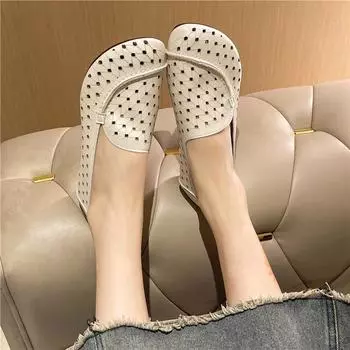 Полые балетки женские сандалии обувь летняя сетка ретро повседневная кожа уютные новые неглубокие дышащие прогулочные шлепанцы Zapatos Mujer 35 бежевый