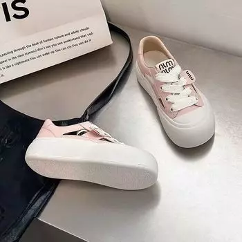 Полые белые туфли женские летние милые универсальные дышащие большие круглые кукольные туфли повседневные спортивные супер мягкие макетные туфли 35 розовый