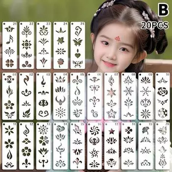 Полые цветы временный трафарет татуировки для рисования форм шаблон макияжа лица женщины дети DIY принадлежности