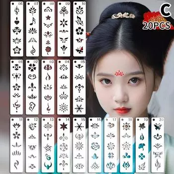 Полые цветы временный трафарет татуировки для рисования форм шаблон макияжа лица женщины дети DIY принадлежности