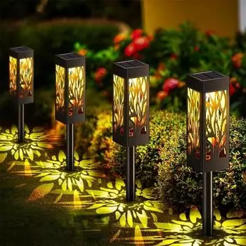 Полые газонные фонари на солнечной энергии, водонепроницаемый уличный декоративный светильник для сада, патио, двора, пешеходной дорожки A