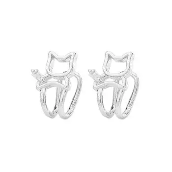 Полые клипсы на кошачьи уши без проколов, простые и милые, клипсы на ушную кость в виде маленьких животных, пряжки на уши кошки и котенка. copper (white gold)