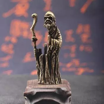 Полые латунные миниатюры статуй Дхармы Бодхидхармы, мини-украшения, антикварные медные статуэтки Будды, украшение для гостиной