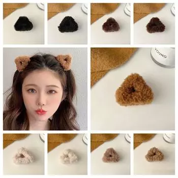 Полые маленькие медвежьи ушки для волос коготь из шерсти ягненка мини кошачьи ушки заколка для волос плюшевые кошачьи ушки заколка для волос для детей beige-lambhair