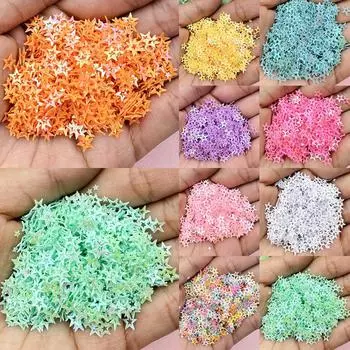 Полые маленькие звезды 5,2 мм, модные ювелирные аксессуары, волшебный цвет, стерео декор, модные блестки из бисера, ПВХ нашивка 10g разноцветный