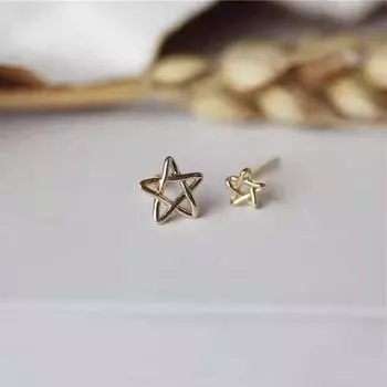 Полые пятиконечные звездные гвозди для ушных косточек с маленькими темпераментными мини-серьгами, холодные и модные large