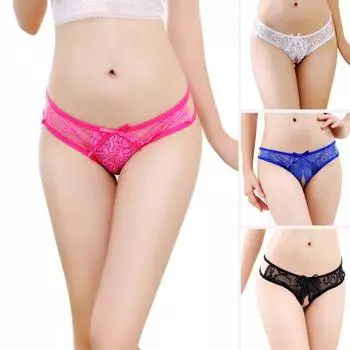 Полые прозрачные кружевные трусики с ремешками без вырезов, сексуальные женские трусы