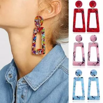 Полые прямоугольные массивные женские геометрические серьги-гвоздики, ювелирный подарок