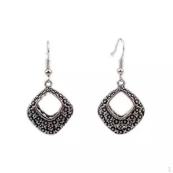 Полые резные этнические серьги в стиле ретро для женщин - серебро