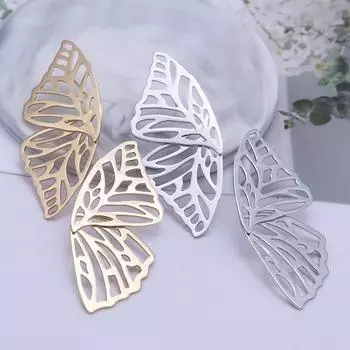 Полые серьги-бабочки, романтические элегантные металлические серьги в форме большого веера для женщин, модные ювелирные изделия, подарки, новое поступление золотой