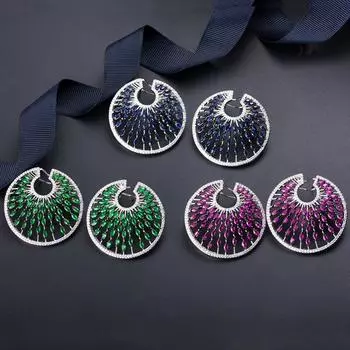 Полые серьги-гвоздики CMM с инкрустацией вручную маркизой и цирконием красный