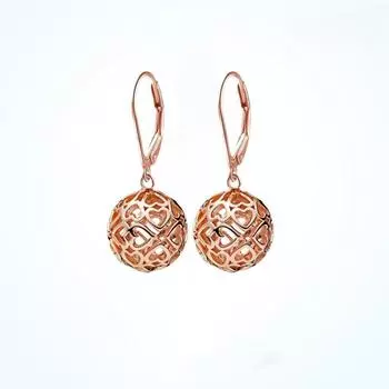 Полые серьги-капли в форме сердца из розового золота, круглые шарики из стерлингового серебра 925 пробы для девочек и женщин, длинные серьги-капли с кисточками, ювелирные изделия, подарки