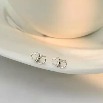 Полые серьги Love-linked, маленькие серьги в форме сердца, серьги Niche Design New Style