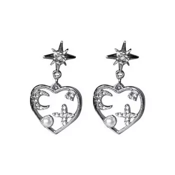 Полые стразы Love Temperament Star Personality Серьги Temperament Универсальные серьги Модные Новые Женщины