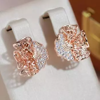 Полые тисненые текстурированные серьги-капли с цирконием для женщин, свадебные сверкающие ювелирные изделия, винтажные аксессуары для вечеринок