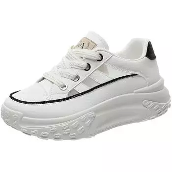 Полые туфли для папы, женские дышащие дышащие туфли на толстой подошве, спортивные туфли для доски, женская обувь 35 белый