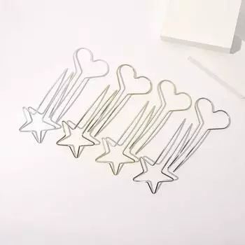Полые U-образные палочки для волос женские палочки для волос Love Heart Star невесты аксессуары для укладки волос золотые серебристые металлические шпильки заколки