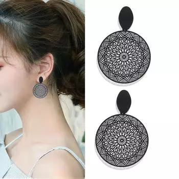 Полые винтажные свадебные подарочные вечерние женские серьги-подвески ювелирные изделия модные аксессуары серьги-гвоздики чёрный