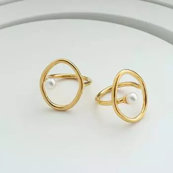 Полые женские кольца диаметром 23 мм, стильные украшения на круглый палец с искусственным жемчугом, модный новый уличный аксессуар для девочек 2022 года 6