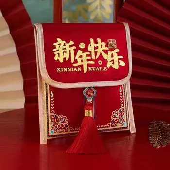 Polyester Children s Money Bag Embroidered God of Wealth Red Pocket Wedding Style 8