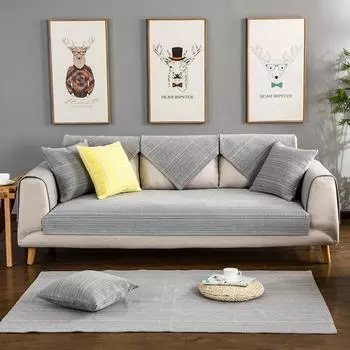 Polyester Cotton Stripe Sofa Cover Four Seasons Universal Living Room New Thickening Non-Slip Sofa Cushion Cover Home Dust Cover 70x70cm 1pcs