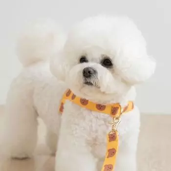 Polyester Cute Bear Vest Harness Breathable Puppy Lead Set Herringbone Dog Harness Decorative жёлтый