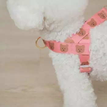 Polyester Cute Bear Vest Harness Breathable Puppy Lead Set Herringbone Dog Harness Decorative L