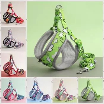 Polyester Dog Harness with Traction Leash Breathable Cat Chest Strap Outdoor S-C