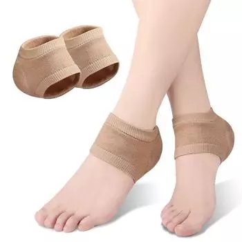 Polyester Gel Heel Foot Sock Heel Sleeve Moisturizing and Anti-Chapping Cracking Foot Protection Heel Cover Yoga Socks Polyester gel heel socks skin color 1 pair