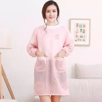Polyester Long Sleeve Apron Oil Resistant Kitchen Long-Sleeved Smock Daily Cleaning,