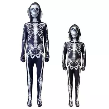 Polyester Skeleton Costume Separate Headgear Cosplay Clothing Props Party 110cm