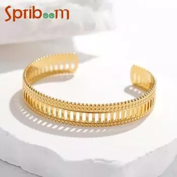 Полый браслет из нержавеющей стали, креативный геометрический браслет для женщин, золотой/серебряный цвет, металлические ювелирные изделия, браслеты-манжеты, подарок серебряный