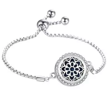 Полый браслет из титановой стали с бриллиантами для ароматерапии One Size