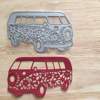 Полый цветок, школьный автобус, дизайн, стиль, трафарет для резки металла для DIY, скрапбукинг, альбом, фототиснение, бумажная карта, ремесленный декор серебряный