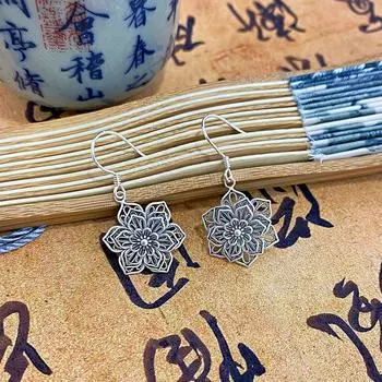 Полый филигранный цветок серьги-крючки новые китайский стиль ретро национальный стиль национальные серьги стиль легкие роскошные украшения для ушей
